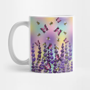 Lavender Bees Butterflies Art Mug